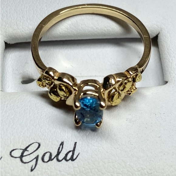 10 kt gold blue Sapphire nugget ring - Picture 3 of 3
